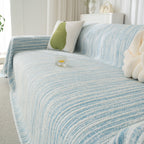 Summer Cooling Ice Silk Sofa Cover, Textured Stripe Soft Breathable Couch Throw Cover