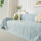 Summer Cooling Ice Silk Sofa Cover, Textured Stripe Soft Breathable Couch Throw Cover