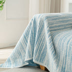 Summer Cooling Ice Silk Sofa Cover, Textured Stripe Soft Breathable Couch Throw Cover