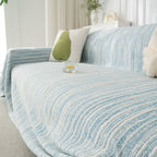 Summer Cooling Ice Silk Sofa Cover, Textured Stripe Soft Breathable Couch Throw Cover