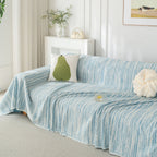 Summer Cooling Ice Silk Sofa Cover, Textured Stripe Soft Breathable Couch Throw Cover