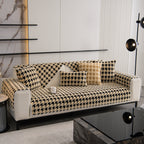 Winter Thickened Sherpa Fleece Houndstooth Sofa Cushion, Non-slip Sofa Cover with Plush