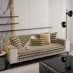Winter Thickened Sherpa Fleece Houndstooth Sofa Cushion, Non-slip Sofa Cover with Plush