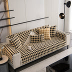 Winter Thickened Sherpa Fleece Houndstooth Sofa Cushion, Non-slip Sofa Cover with Plush