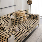 Winter Thickened Sherpa Fleece Houndstooth Sofa Cushion, Non-slip Sofa Cover with Plush