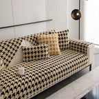 Winter Thickened Sherpa Fleece Houndstooth Sofa Cushion, Non-slip Sofa Cover with Plush