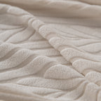 Plush Fleece Sofa Slipcover with 3D Wheat Pattern, Cozy High-Stretch Couch Cover