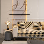 Winter Thickened Sherpa Fleece Houndstooth Sofa Cushion, Non-slip Sofa Cover with Plush