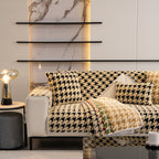 Winter Thickened Sherpa Fleece Houndstooth Sofa Cushion, Non-slip Sofa Cover with Plush