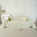 Summer Cooling Ice Silk Sofa Cover, Textured Stripe Soft Breathable Couch Throw Cover