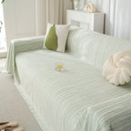 Summer Cooling Ice Silk Sofa Cover, Textured Stripe Soft Breathable Couch Throw Cover