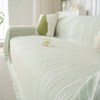 Summer Cooling Ice Silk Sofa Cover, Textured Stripe Soft Breathable Couch Throw Cover