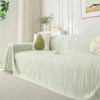 Summer Cooling Ice Silk Sofa Cover, Textured Stripe Soft Breathable Couch Throw Cover