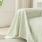 Summer Cooling Ice Silk Sofa Cover, Textured Stripe Soft Breathable Couch Throw Cover