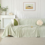 Summer Cooling Ice Silk Sofa Cover, Textured Stripe Soft Breathable Couch Throw Cover