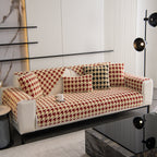 Winter Thickened Sherpa Fleece Houndstooth Sofa Cushion, Non-slip Sofa Cover with Plush