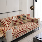 Winter Thickened Sherpa Fleece Houndstooth Sofa Cushion, Non-slip Sofa Cover with Plush