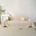 Summer Cooling Ice Silk Sofa Cover, Textured Stripe Soft Breathable Couch Throw Cover