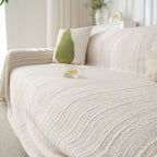 Summer Cooling Ice Silk Sofa Cover, Textured Stripe Soft Breathable Couch Throw Cover