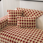 Winter Thickened Sherpa Fleece Houndstooth Sofa Cushion, Non-slip Sofa Cover with Plush