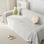 Summer Cooling Ice Silk Sofa Cover, Textured Stripe Soft Breathable Couch Throw Cover