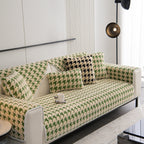 Winter Thickened Sherpa Fleece Houndstooth Sofa Cushion, Non-slip Sofa Cover with Plush