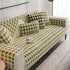 Winter Thickened Sherpa Fleece Houndstooth Sofa Cushion, Non-slip Sofa Cover with Plush