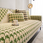 Winter Thickened Sherpa Fleece Houndstooth Sofa Cushion, Non-slip Sofa Cover with Plush