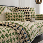 Winter Thickened Sherpa Fleece Houndstooth Sofa Cushion, Non-slip Sofa Cover with Plush
