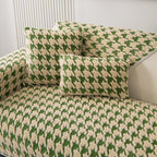Winter Thickened Sherpa Fleece Houndstooth Sofa Cushion, Non-slip Sofa Cover with Plush