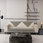 Winter Thickened Sherpa Fleece Houndstooth Sofa Cushion, Non-slip Sofa Cover with Plush