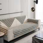 Winter Thickened Sherpa Fleece Houndstooth Sofa Cushion, Non-slip Sofa Cover with Plush