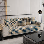 Winter Thickened Sherpa Fleece Houndstooth Sofa Cushion, Non-slip Sofa Cover with Plush
