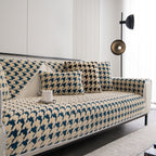Winter Thickened Sherpa Fleece Houndstooth Sofa Cushion, Non-slip Sofa Cover with Plush