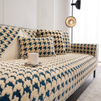 Winter Thickened Sherpa Fleece Houndstooth Sofa Cushion, Non-slip Sofa Cover with Plush