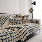 Winter Thickened Sherpa Fleece Houndstooth Sofa Cushion, Non-slip Sofa Cover with Plush