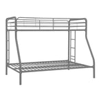 Twin over Full size Sturdy Metal Bunk Bed in Silver Finish