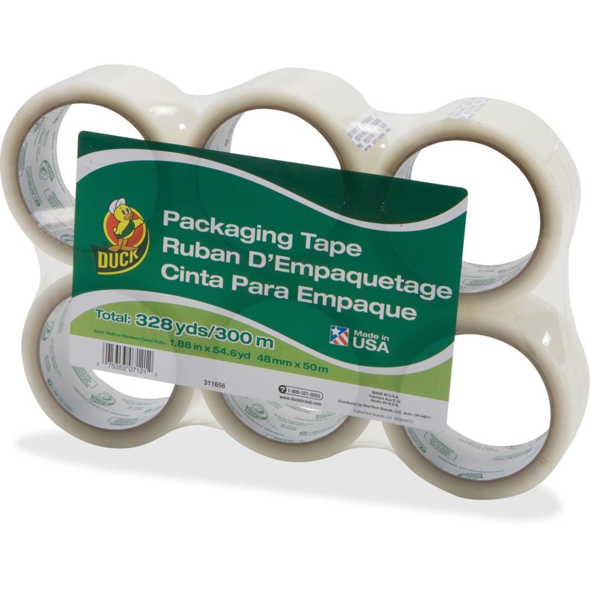 Duck Brand Standard-Grade Packing Tape - 54.60 Yd Length X 1.88 Width - 1.9 Mil Thickness - Acrylic Backing - 6 / Pack - Clear