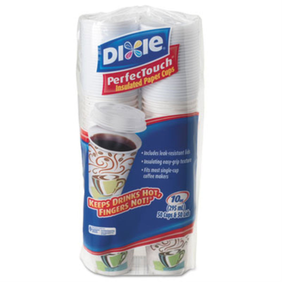 Dixie PerfecTouch Paper Hot Cups ,CUP,HOT,PAPER,10OZ,25/PK