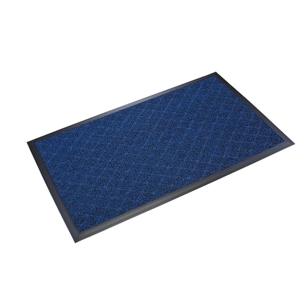 Diamond-Deluxe Duet Medium-Duty Unbacked 4'x6' Nosed-All Black/Blue Scraper Mat