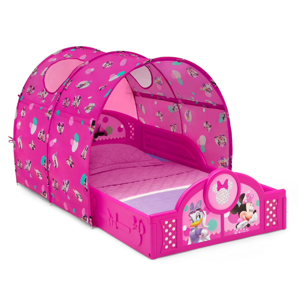 Delta Children - Disney Minnie Mouse Plastic Sleep and Play Toddler Bed with Tent, Pink