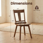Solid Wood Dining Chairs Set of 2 with Ergonomic Backrest