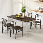 Dining Chairs Set of 4 with Slatted Backrest & Metal Frame
