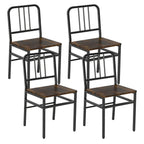 Dining Chairs Set of 4 with Slatted Backrest & Metal Frame