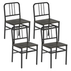 Dining Chairs Set of 4 with Slatted Backrest & Metal Frame
