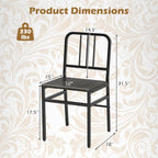 Dining Chairs Set of 4 with Slatted Backrest & Metal Frame