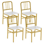 Dining Chairs Set of 4 with Slatted Backrest & Metal Frame