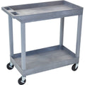 Luxor High Capacity 2 Tub Shelves Cart in Gray