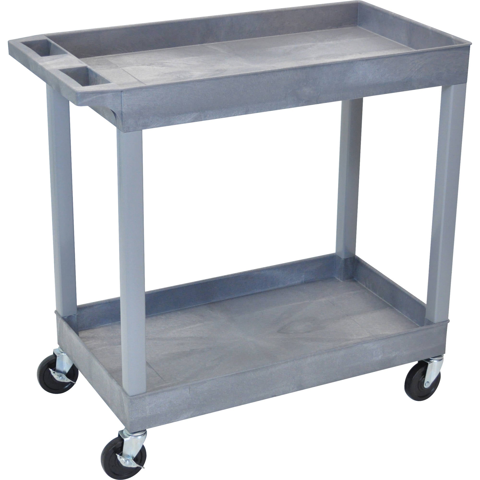 Luxor High Capacity 2 Tub Shelves Cart in Gray