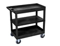 Luxor  Black EC121HD 18x32 Cart with 2 Tub Shelves and 1 Flat